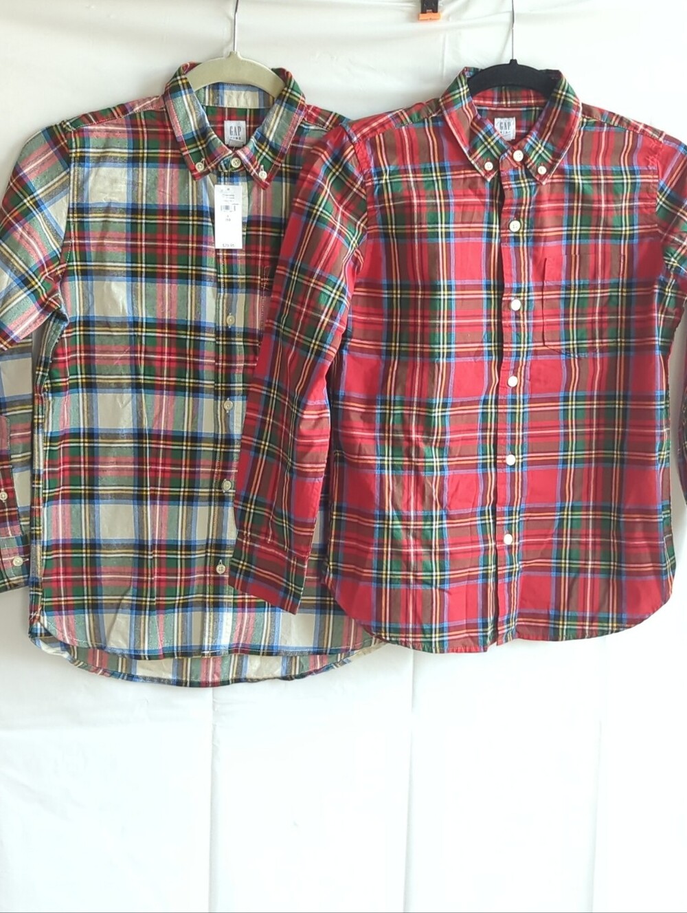 Gap Kids Plaid Long Sleeve Cotton Button-up Shirts Lot Of 2 Size L (10) NWT